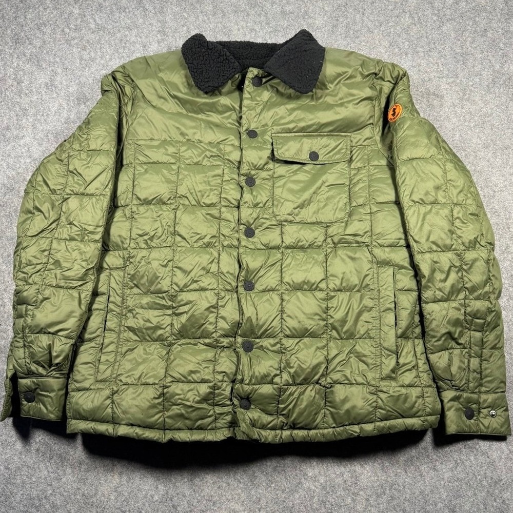 Save‎ The Duck Mens Ultra Light Quilted Jacket Olive Green Sherpa Collar Medium